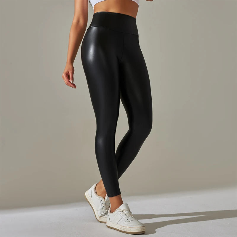 Leggings, High Waisted Tight and Sexy PU Leather Pants