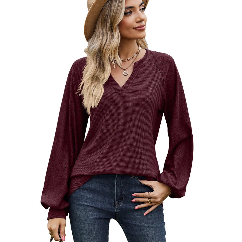 Autumn/Winter V-Neck Casual Long Sleeve T-shirt
