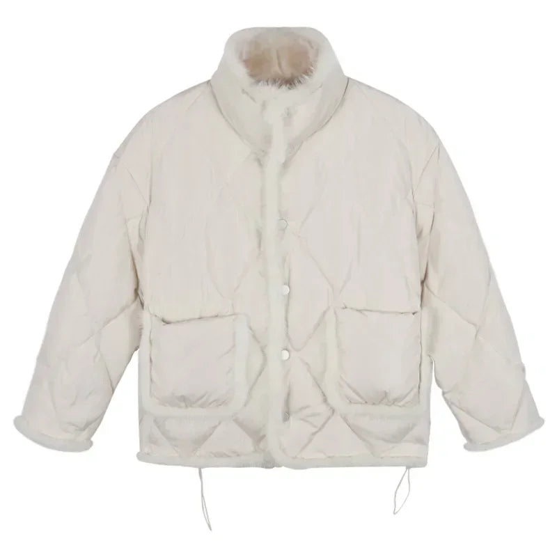 Winter Stitching Mink Wool Cotton Jacket