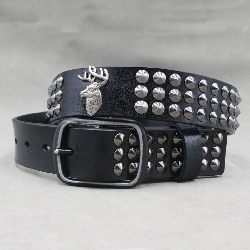 Nice Rivet Genuine Leather Belt Goth Style