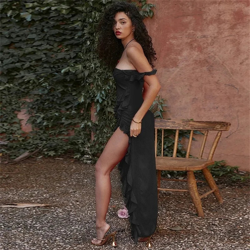 Party Dresses Slash Neck Split Sexy