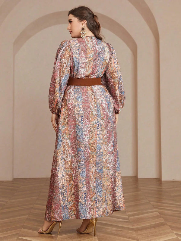 Plus Size Maxi Dresses Luxury  V-neck Print