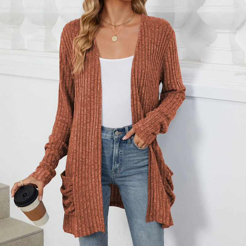 Lightweight 3/4 Sleeve Black Sweater Cardigan Casual