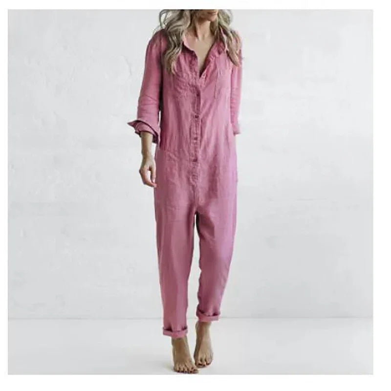 Jumpsuits Single Breasted Button Design