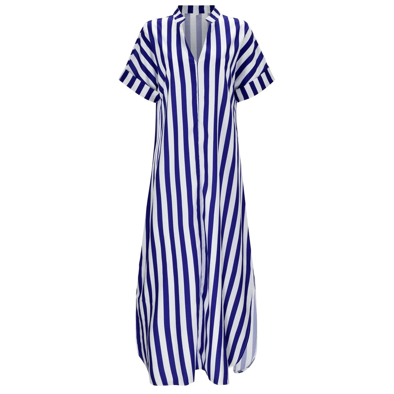 The Multiwear Shirt Dress / shibori stripe
