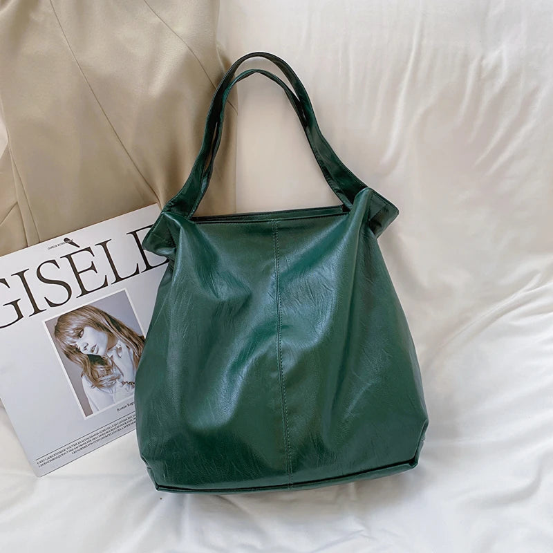 LEFTSIDE Fashion Big Leather Tote Bag