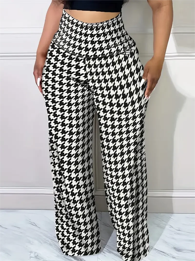 Plaid Wide Leg Pants  High Waist Casual Spring