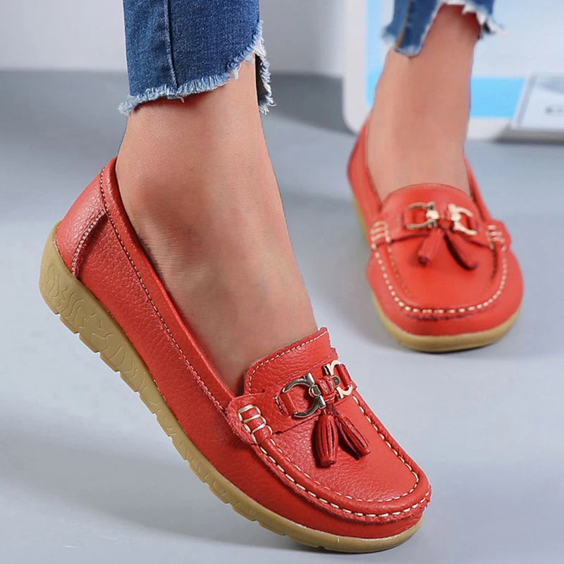 Genuine Leather Wedge Casual Shoes Ballerina