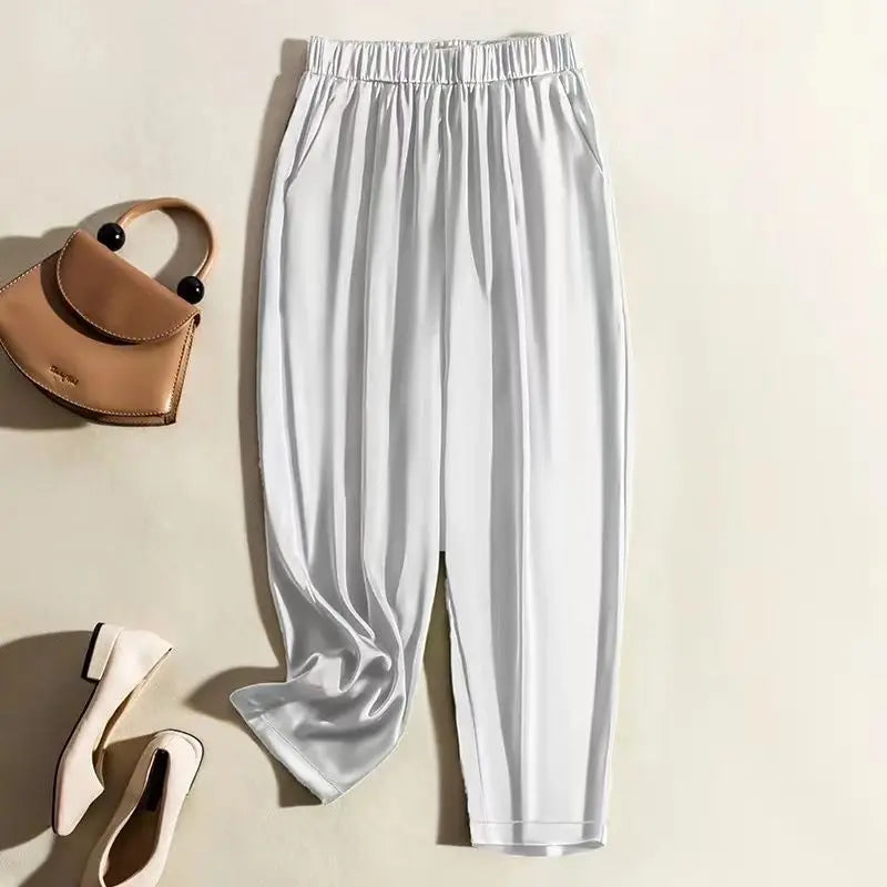 Silk Smooth Wrinkle Straight Pants