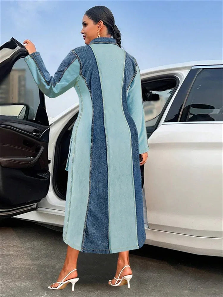 Plus Size Denim Dresses Long Sleeve Casual
