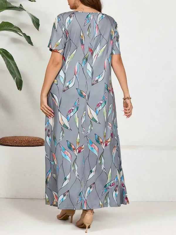 Plus size Printed Feather Large Size Dress