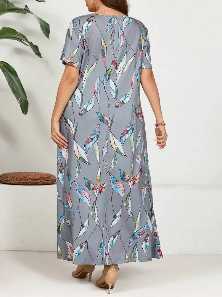 Plus size Printed Feather Large Size Dress