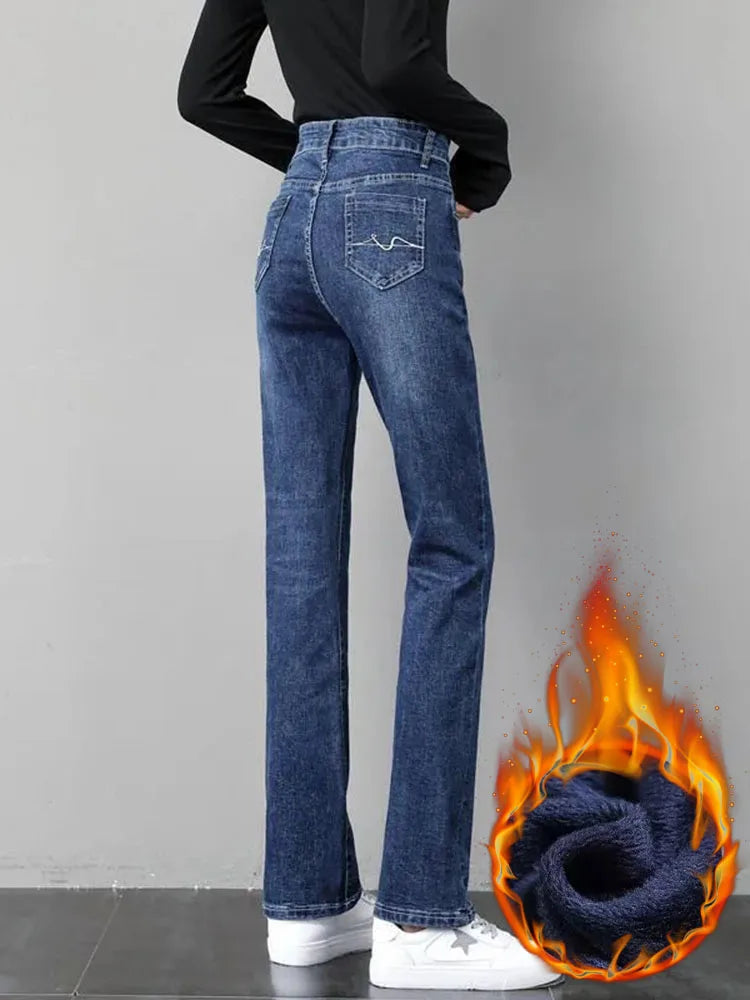 Jeans Hight Waist Thick Slim Straight