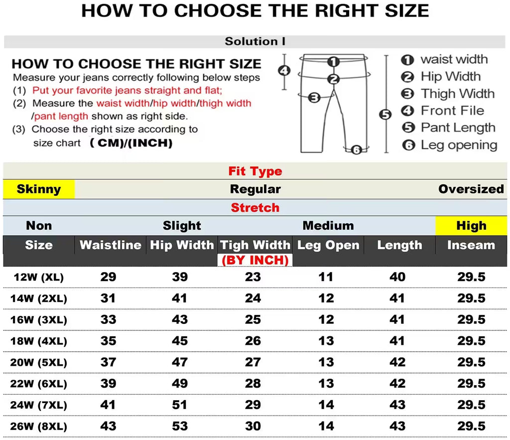 Plus Size Jeans Pants High Waist High Stretchy - Additional View 6