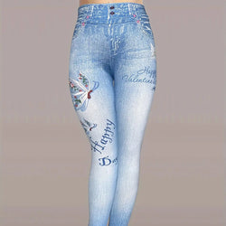Butterfly Print Skinny Leggings