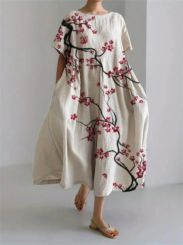 Plus Size Fresh Flower 3D Printed Round Dress S-5XL