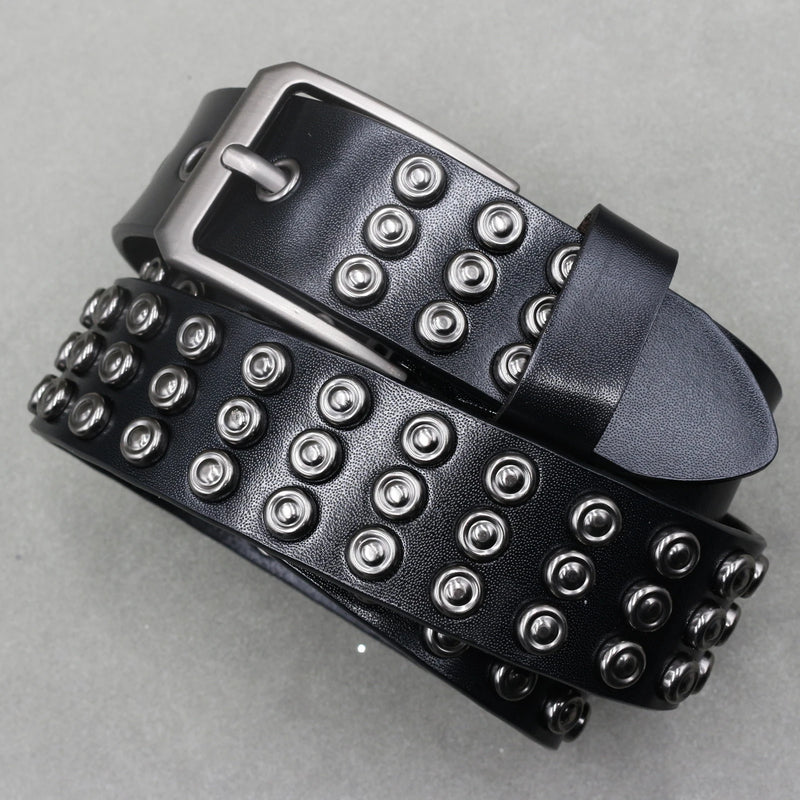 Nice Rivet Genuine Leather Belt Goth Style