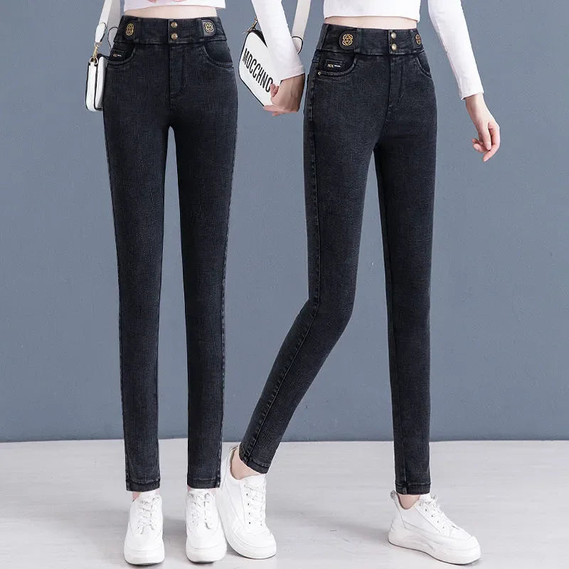 Winter Warm Skinny Vintage Pencil Jeans - Additional View 3