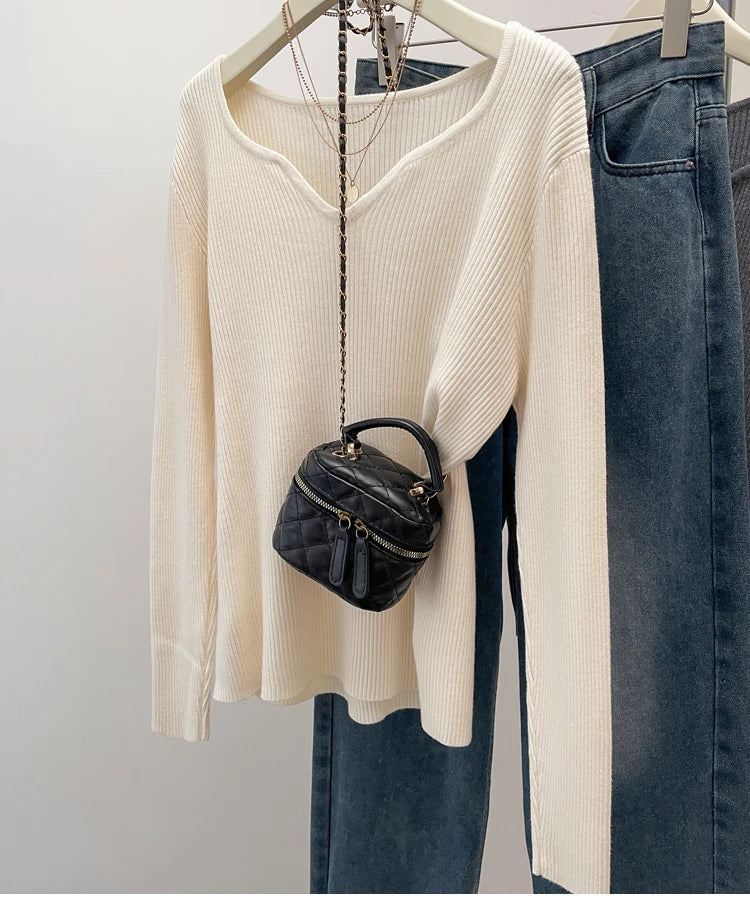 Plus Size Pullover Knitted Warm Sweater Top