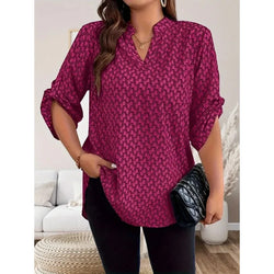 Plus Size1XL-5XL Fashion V-neck Printed Curly Sleeve