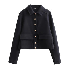 Jacket Women Button Cropped