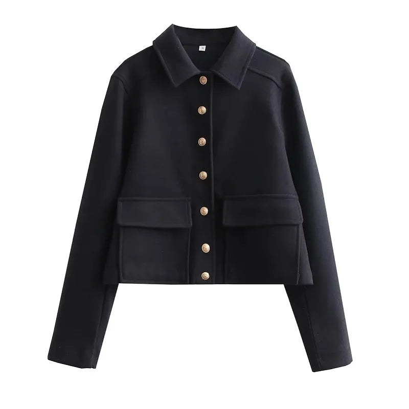 Jacket Women Button Cropped