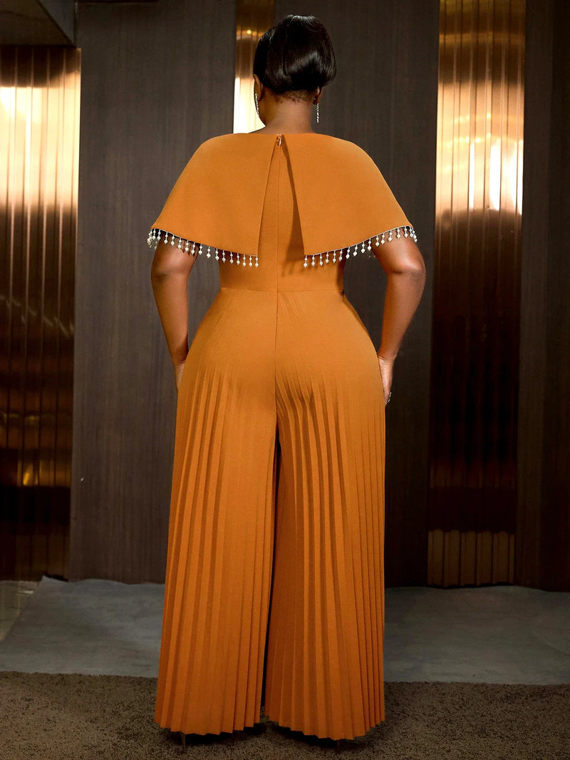 Plus Size Jumpsuits V Neck Cape Sleeve High