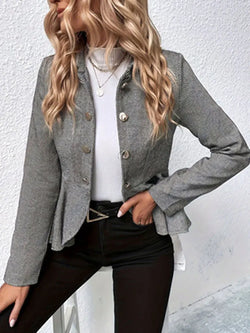 Plus Size Casual Coat Plus Chevron Print Long Sleeve