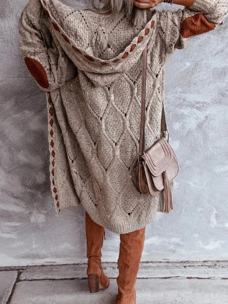 Cardigan Knitted Sweaters Knitted Plaid Casual Coat
