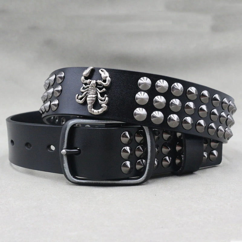 Nice Rivet Genuine Leather Belt Goth Style