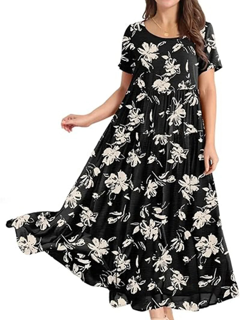 Plus Size Spring Printing Loose-Fit Skirt