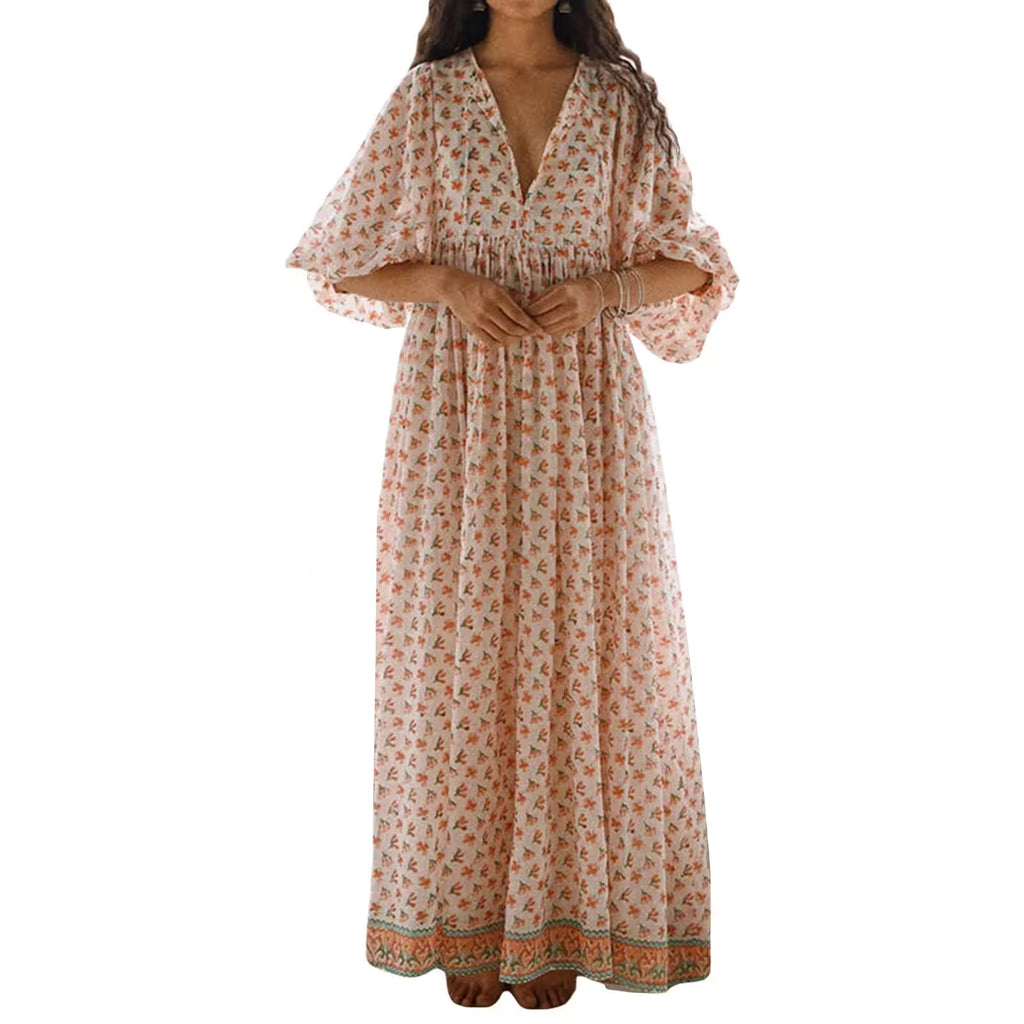 Floral Boho Maxi Dress - Women's Fashion - View 12