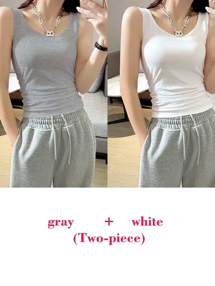 Tops Summer O Neck Tanks & Camis