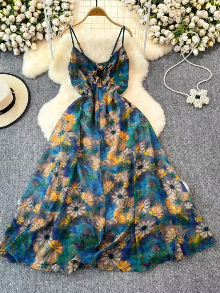 French Vintage Flower Print Dress - Women's Fashion - View 8