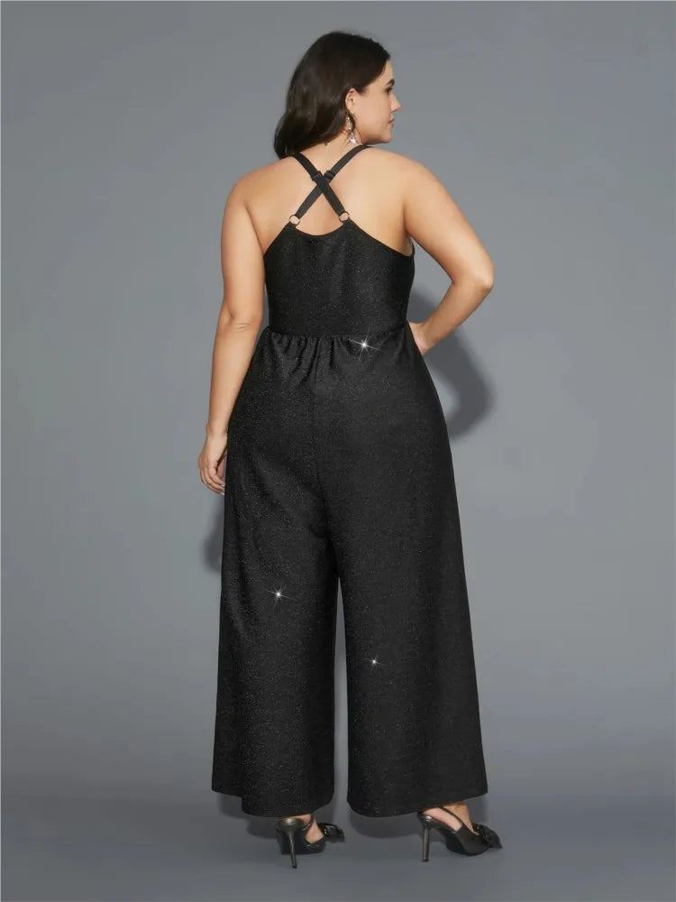 Plus Size Slip Jumpsuit Slim High Waist Fashion