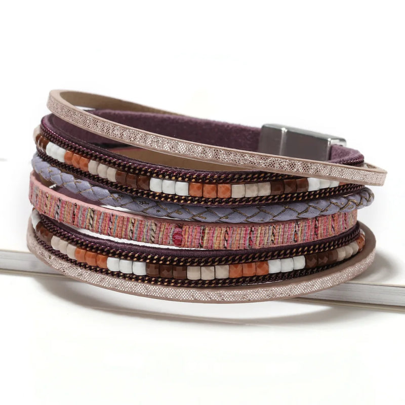 Multilayer Brown Leather Bracelet