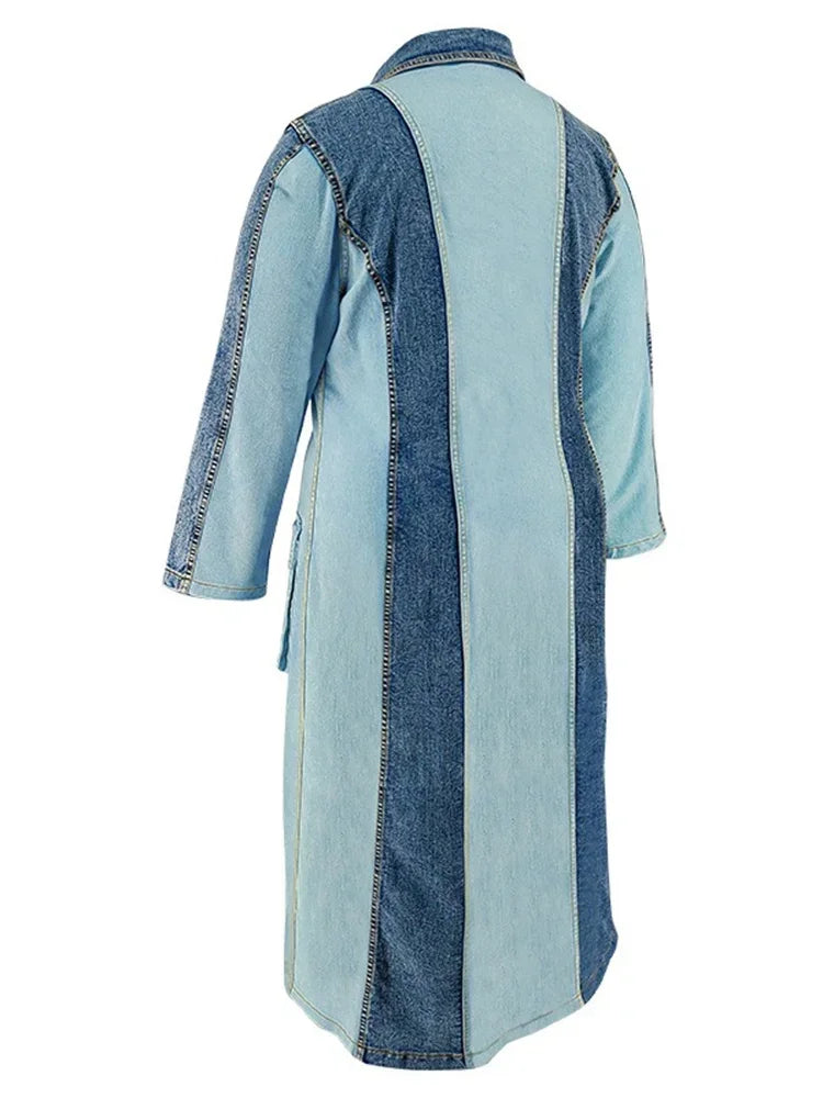 Plus Size Denim Dresses Long Sleeve Casual