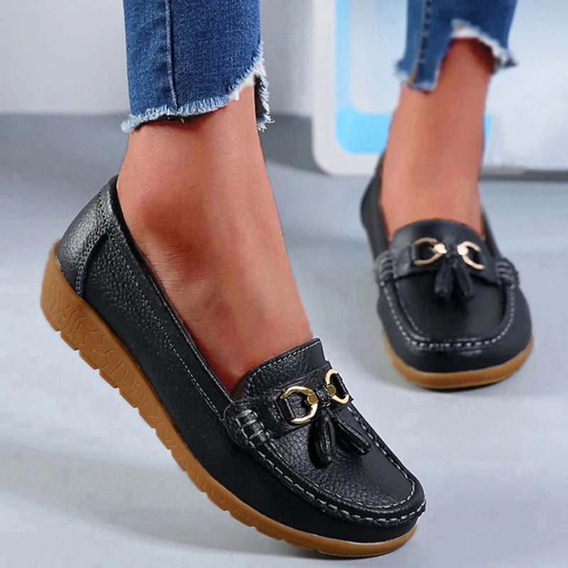 Genuine Leather Wedge Casual Shoes Ballerina