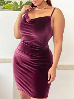 Plus Size Solid Ruched Cami Dress Casual