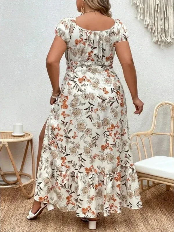 Plus size floral casual dress