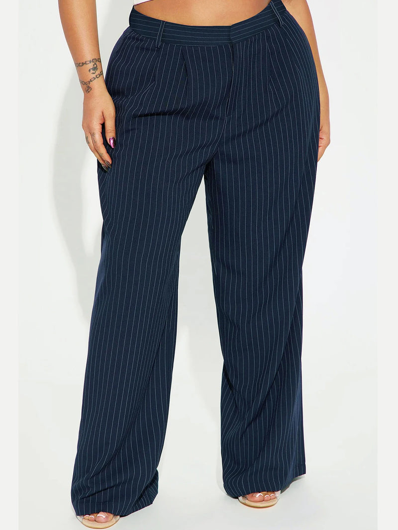 Ladies' plus sized spring loose straight leg casual pants