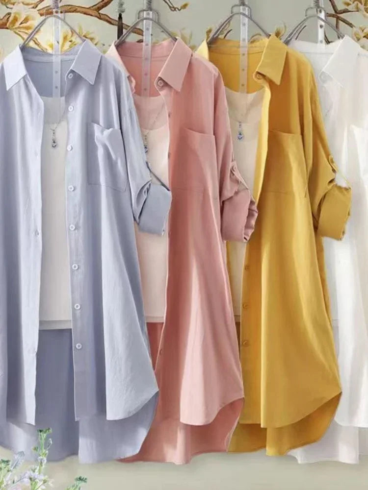 Plus Size Loose Breathable Blouses Midi