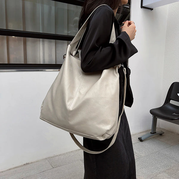 LEFTSIDE Fashion Big Leather Tote Bag