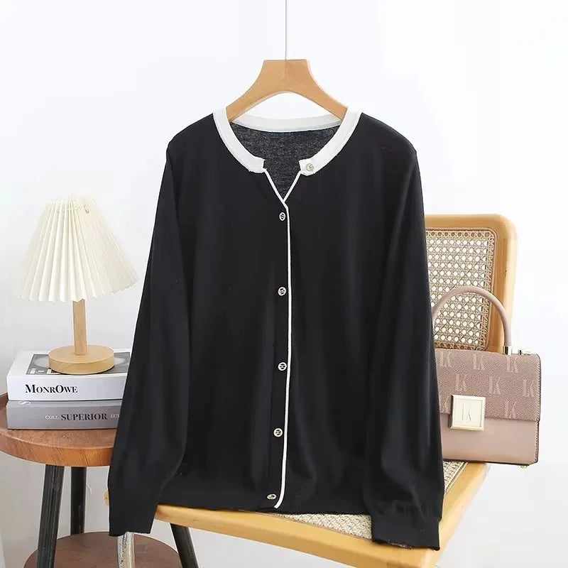 Plus Size  V-Neck Stripe Knitted Pullover