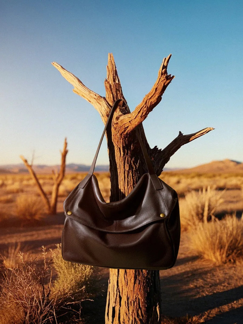 Bag arge capacity shoulder genuine leather