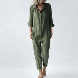 Jumpsuits Single Breasted Button Design