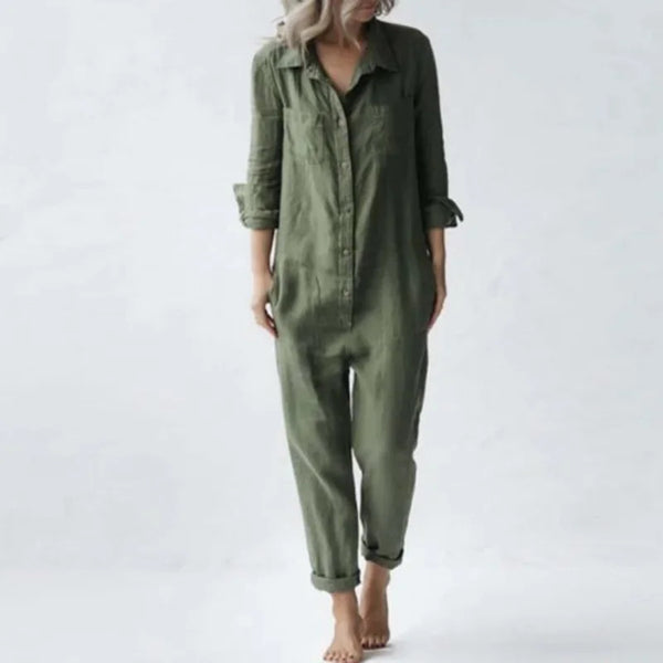 Jumpsuits Single Breasted Button Design