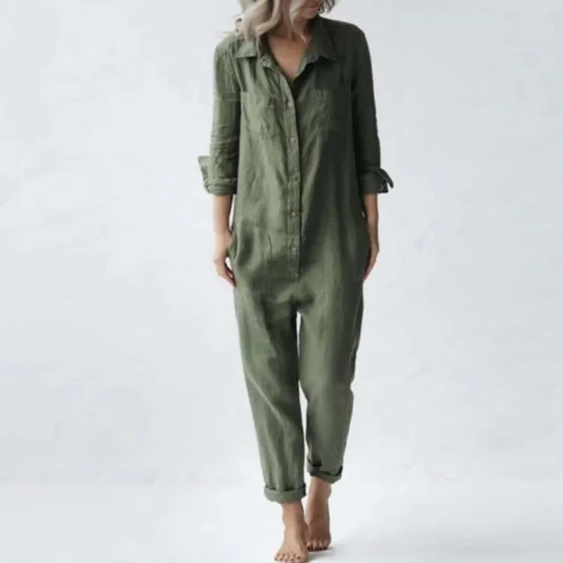 Jumpsuits Single Breasted Button Design