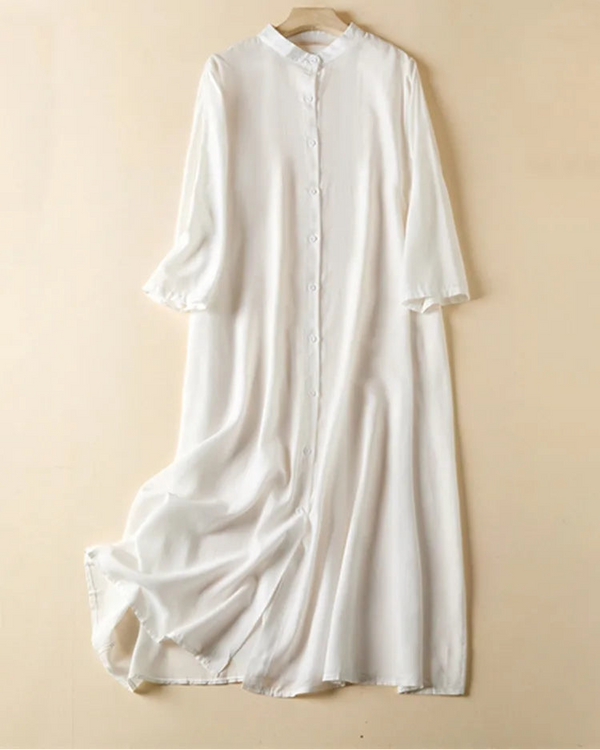 Plus Size spring Long Dress White Casual