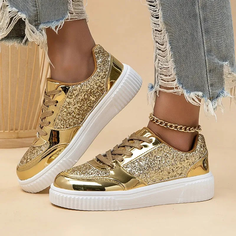 Platform Versatile Strap Gold Fashion Stage Shoes Zapatillas